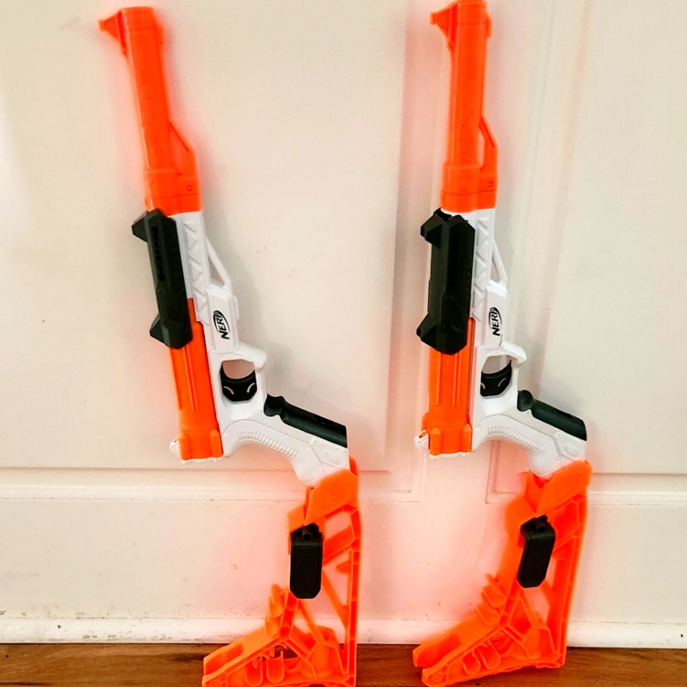 Nerf NStrike Sharpfire Blaster W/ Barrel & Stock - Collapsible Pistol Rifle Gun